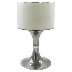 Silver Metal Table Lamp with White Perspex Shade, Italy 1970s