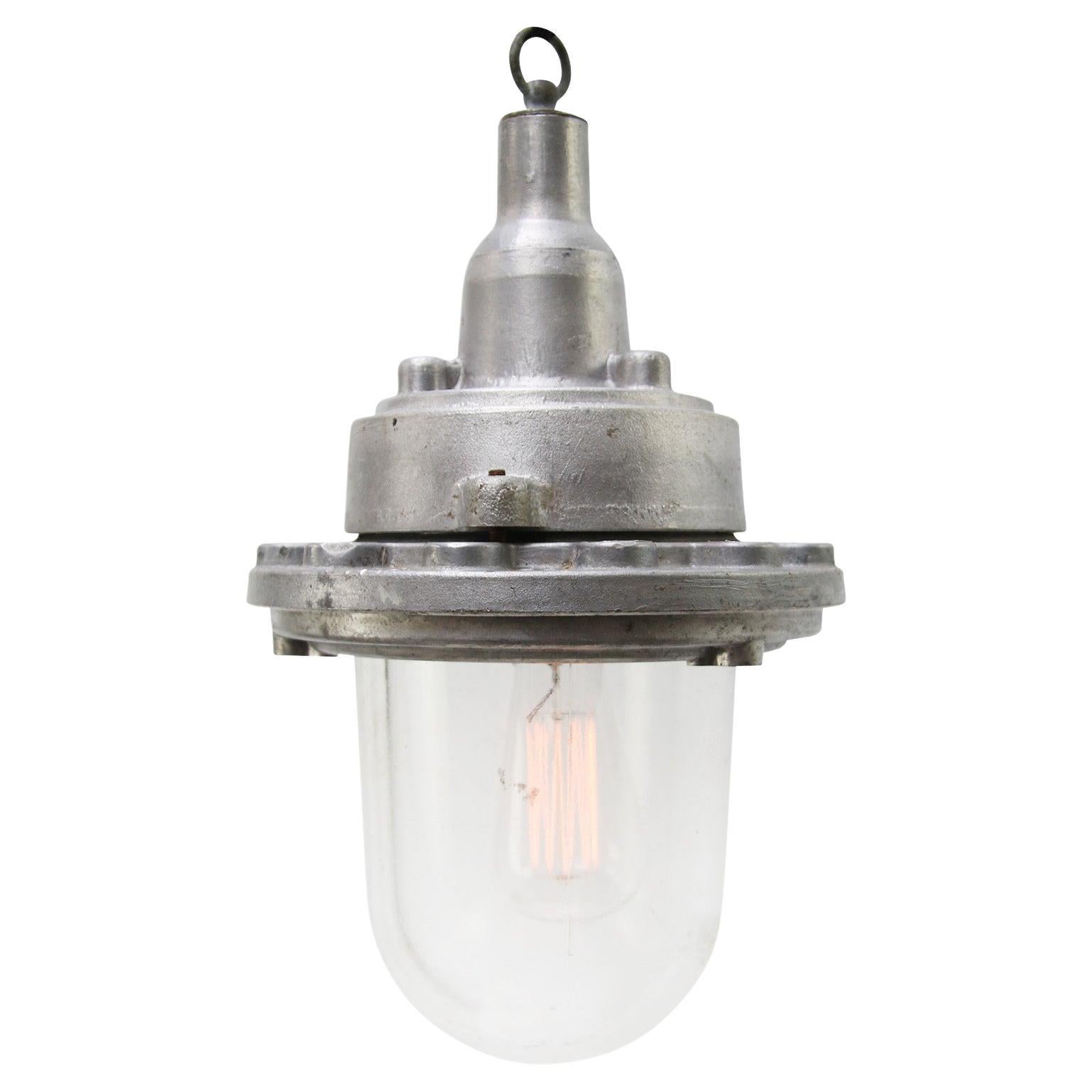 Glass and Metal Industrial Pendant Light Fixture For Sale at 1stDibs