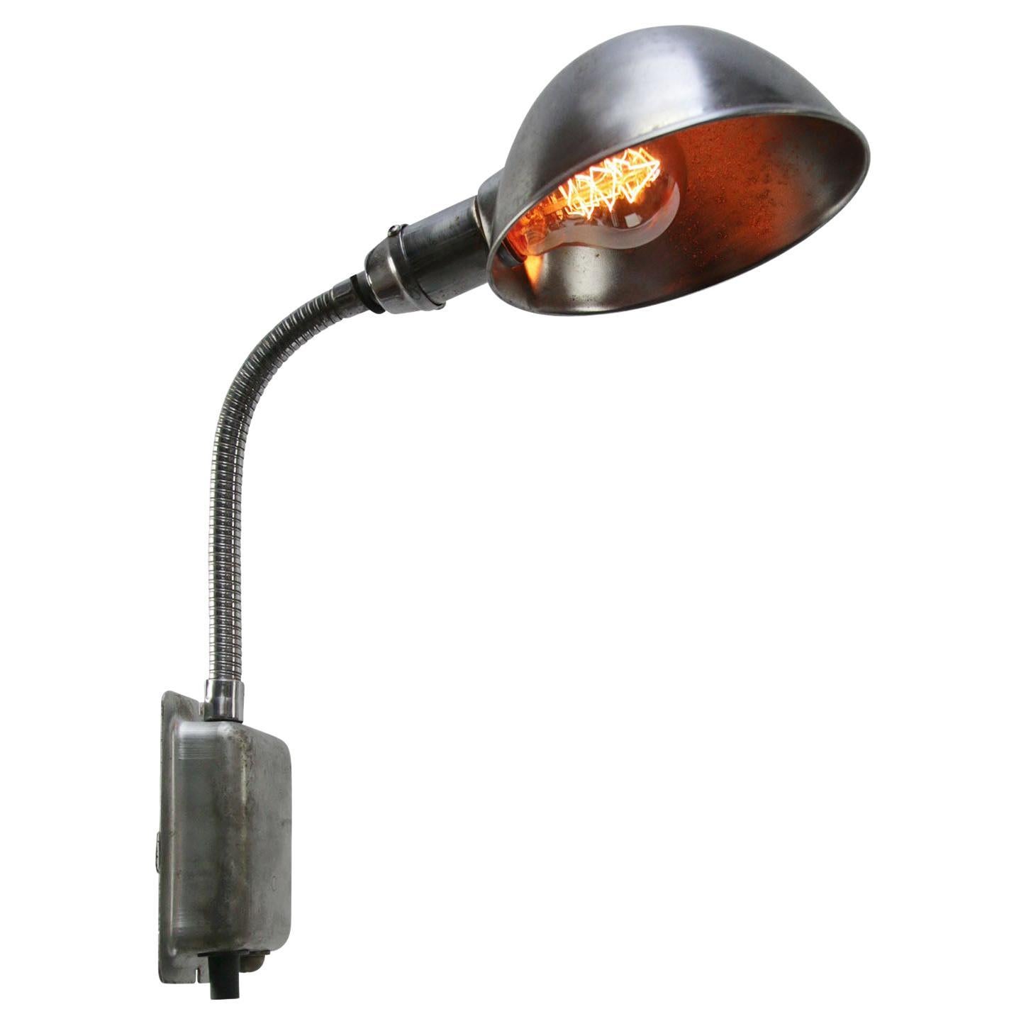 Silver Metal Vintage Industrial Gooseneck Wall Light