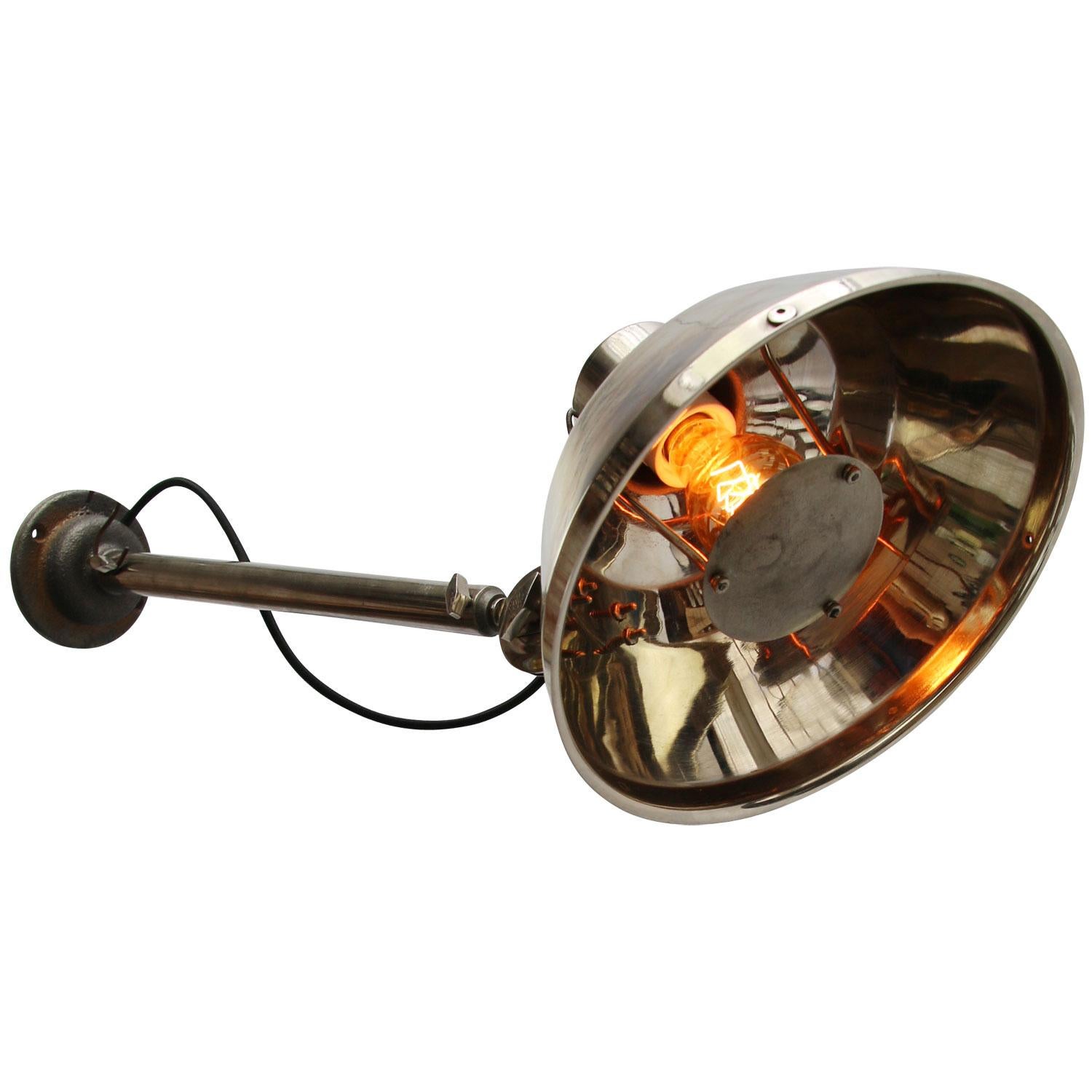 old medical wall light
shiny metal with cast iron wall mount.

Diameter wall piece 10.5 cm / 4”

Weight: 2.80 kg / 6.2 lb

Priced per individual item. All lamps have been made suitable by international standards for incandescent light bulbs,