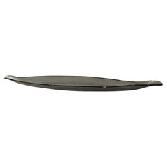 Silver Metallic Color Extra Long And Thin Glass Platter, Brazil, Contemporary
