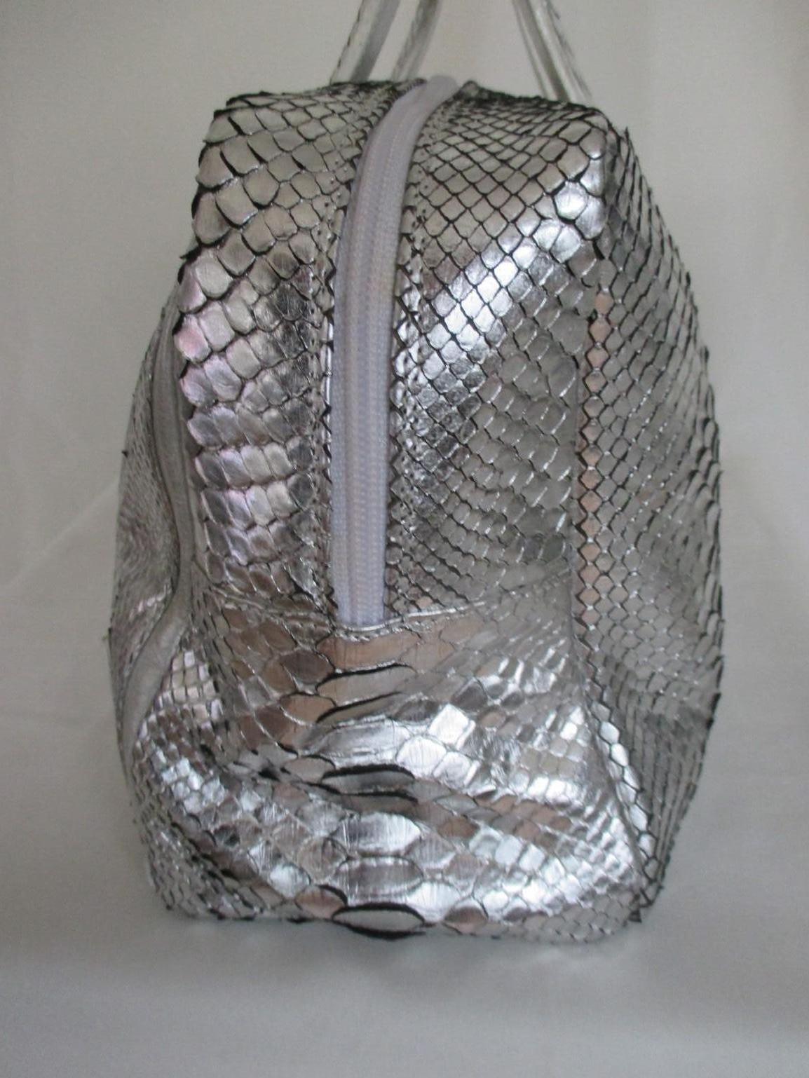 silver leather handbag