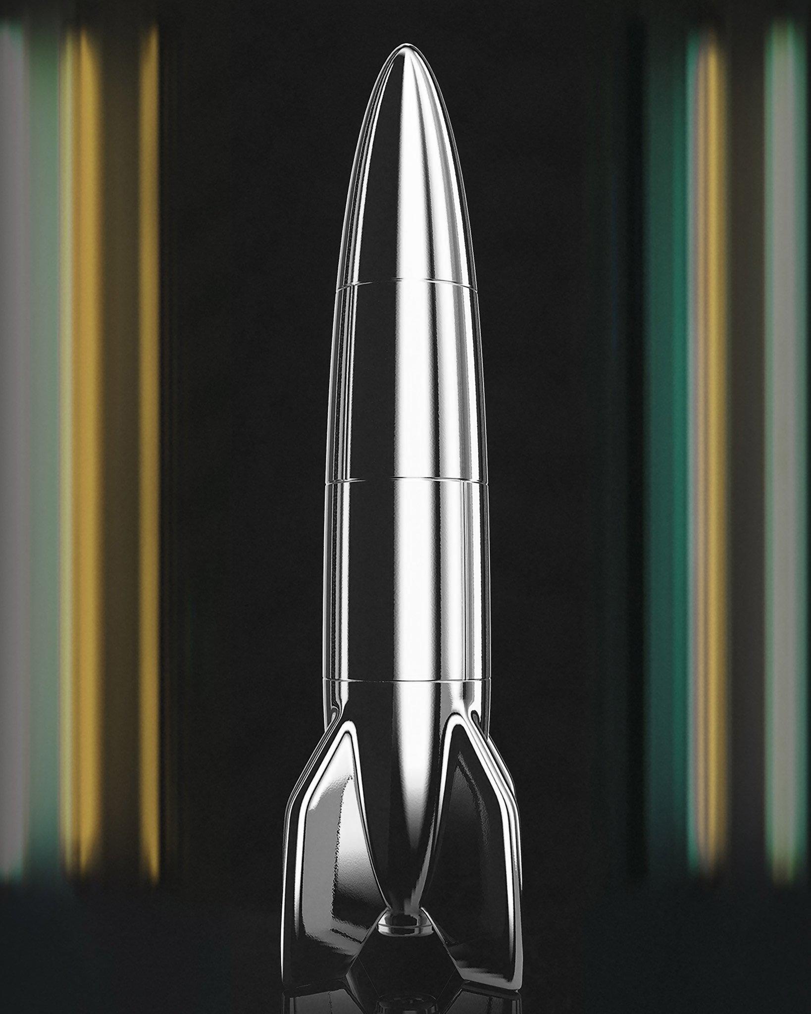 Italiano Lampada da tavolo Star ship to Mars in argento metallizzato, design Studio A in vendita