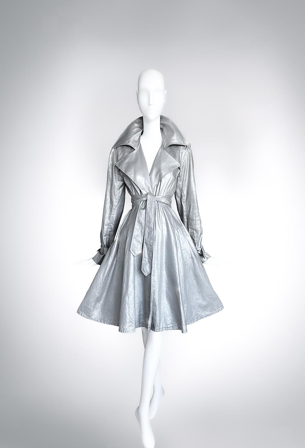 Argento Giacca trench metallizzata Silver in vendita