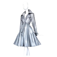 Vintage Silver Metallic Trench Coat Jacket