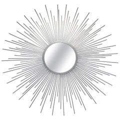 Retro Silver Mid-Century Modern Style Sun-Burst Mirror