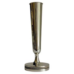 Silver Midcentury Vase with Beaded Detail