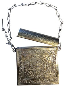 Silver Middle Eastern Locking Security Purse with Intricate Chased Designs