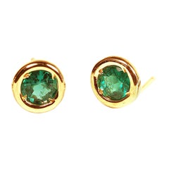 Silver Mini Set Emerald Stud Earrings Yellow Gold Plated