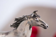 Silver miniature horse with wooden base