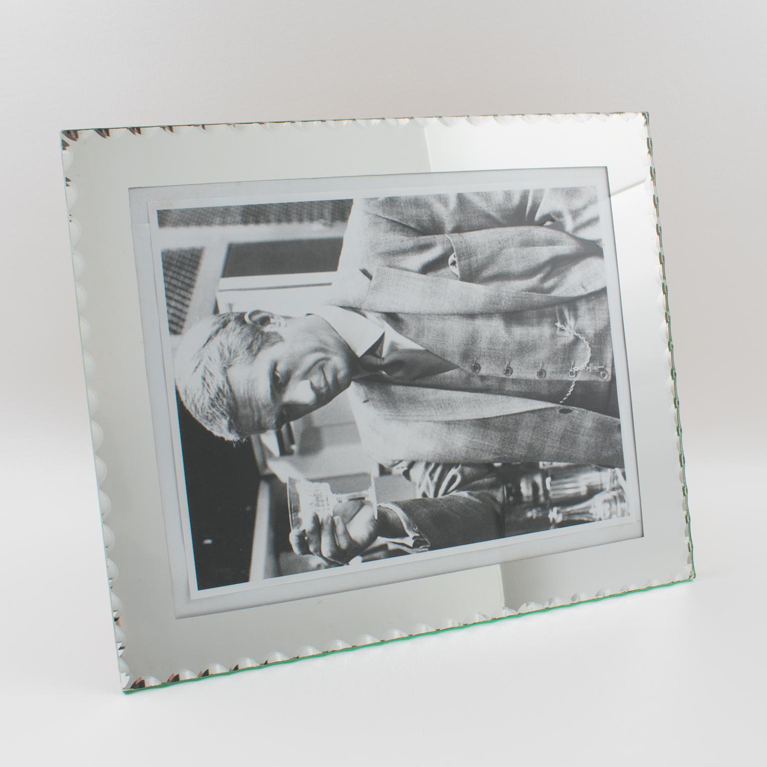 Hollywood Regency Silver Mirror Glass Picture Frame, France 1940s For Sale