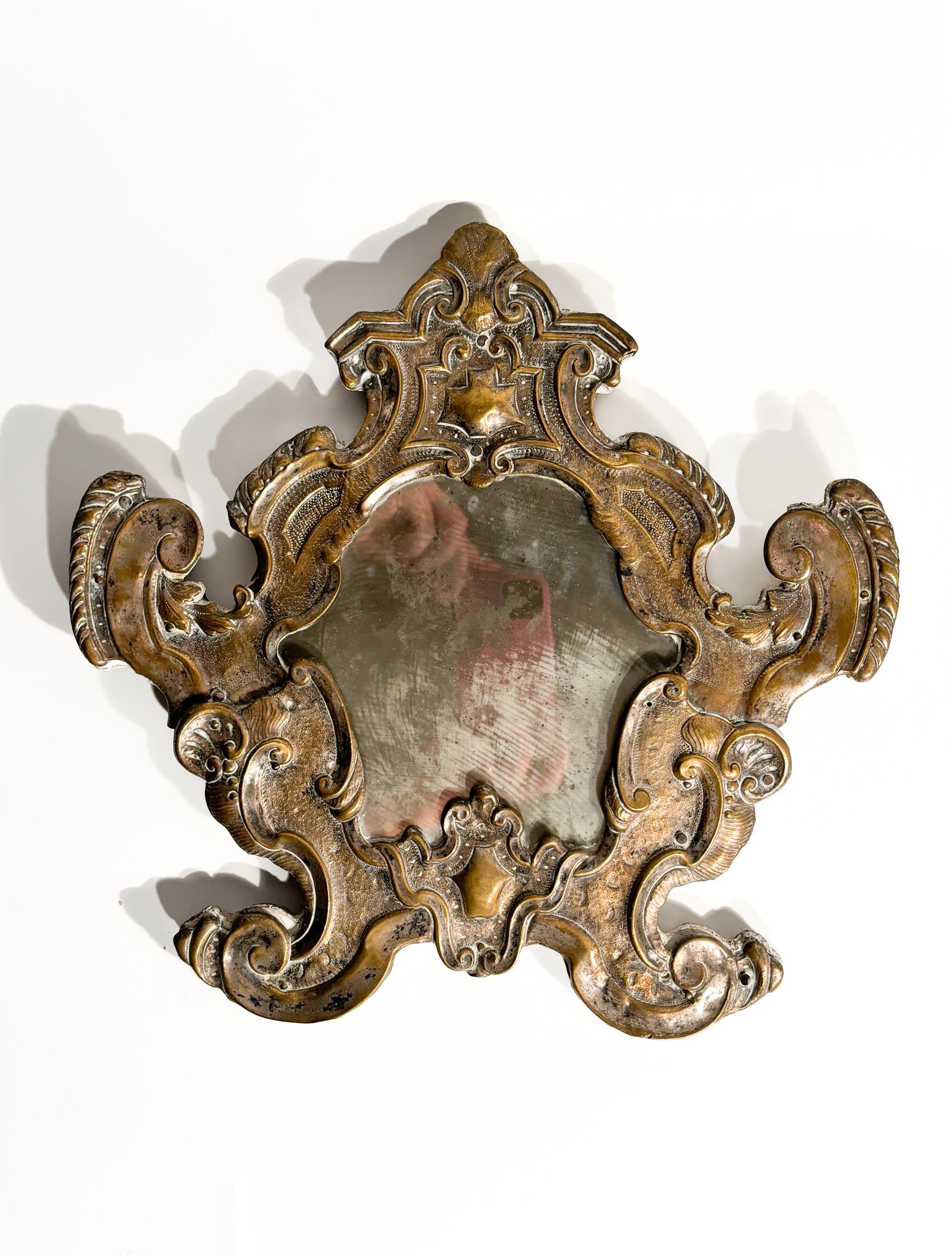 Silver Mirror on Wood with Mercury Mirror Late 19th Century For Sale 9