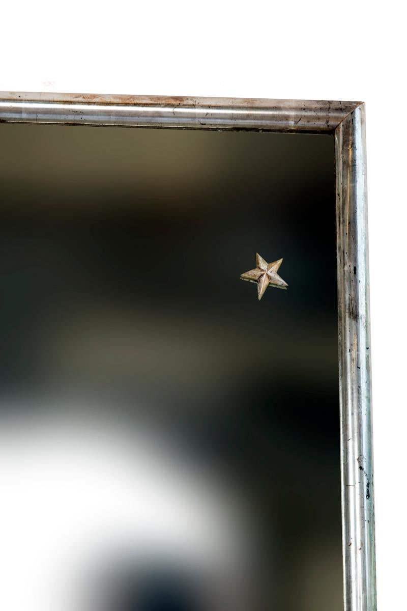Silver Mirror with Star Decoration and Original Glass 1