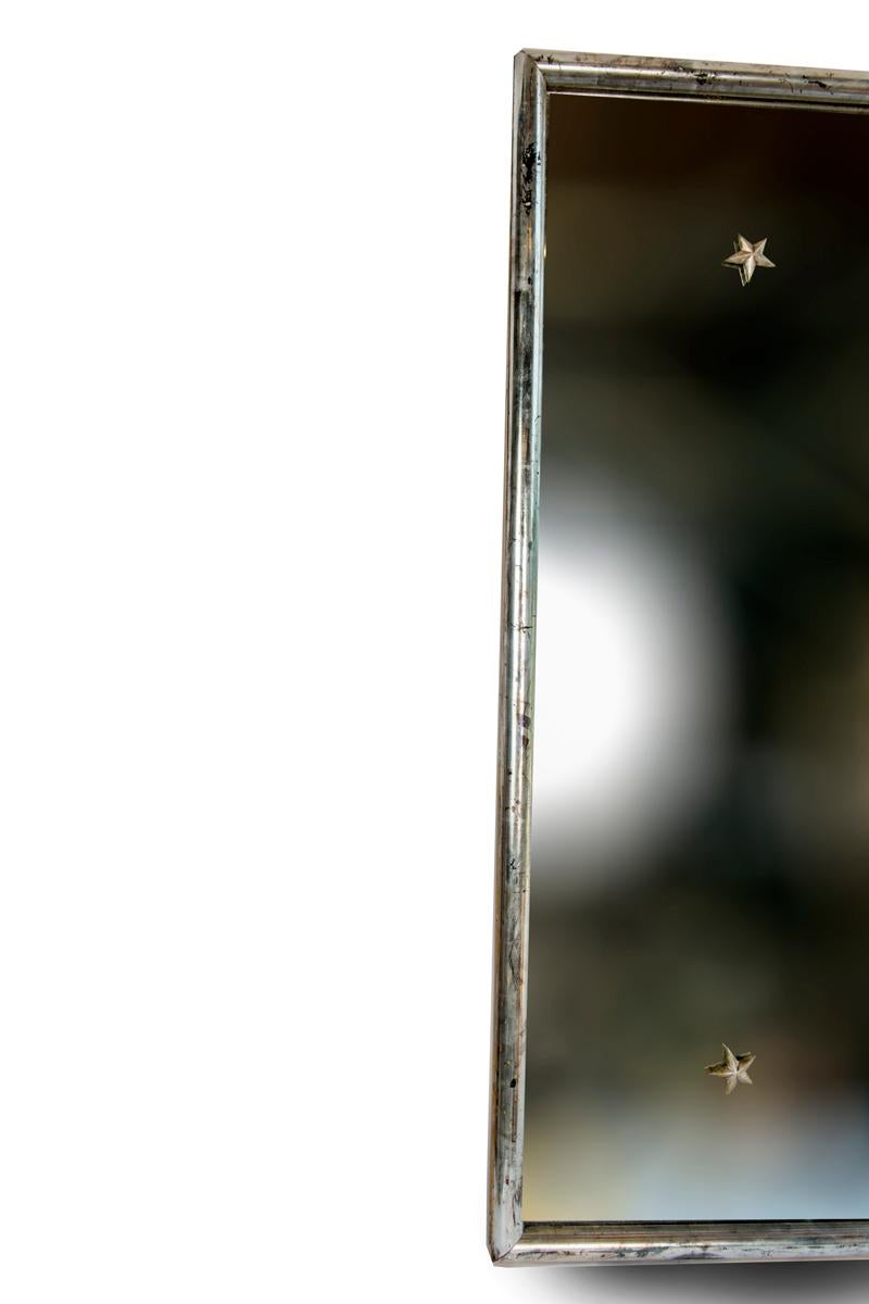 Silver Mirror with Star Decoration and Original Glass 3