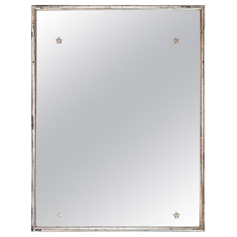 Silver Mirror with Star Decoration and Original Glass