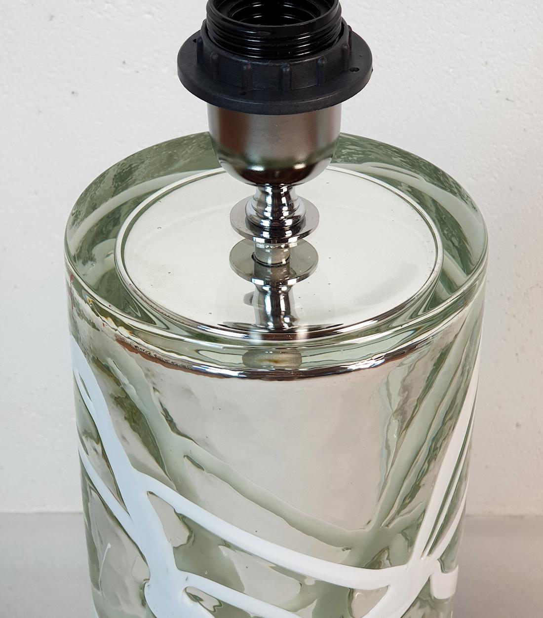 Paar Mid Century Modern Silber Murano Glas Tischlampen  im Angebot 2