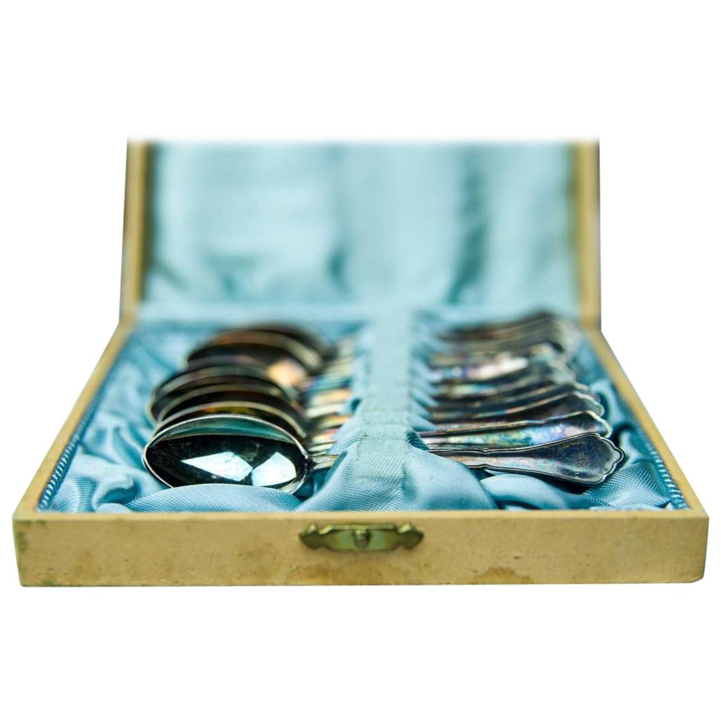 Silver Mocha Teaspoons, 12 Pieces, Year 1948 For Sale