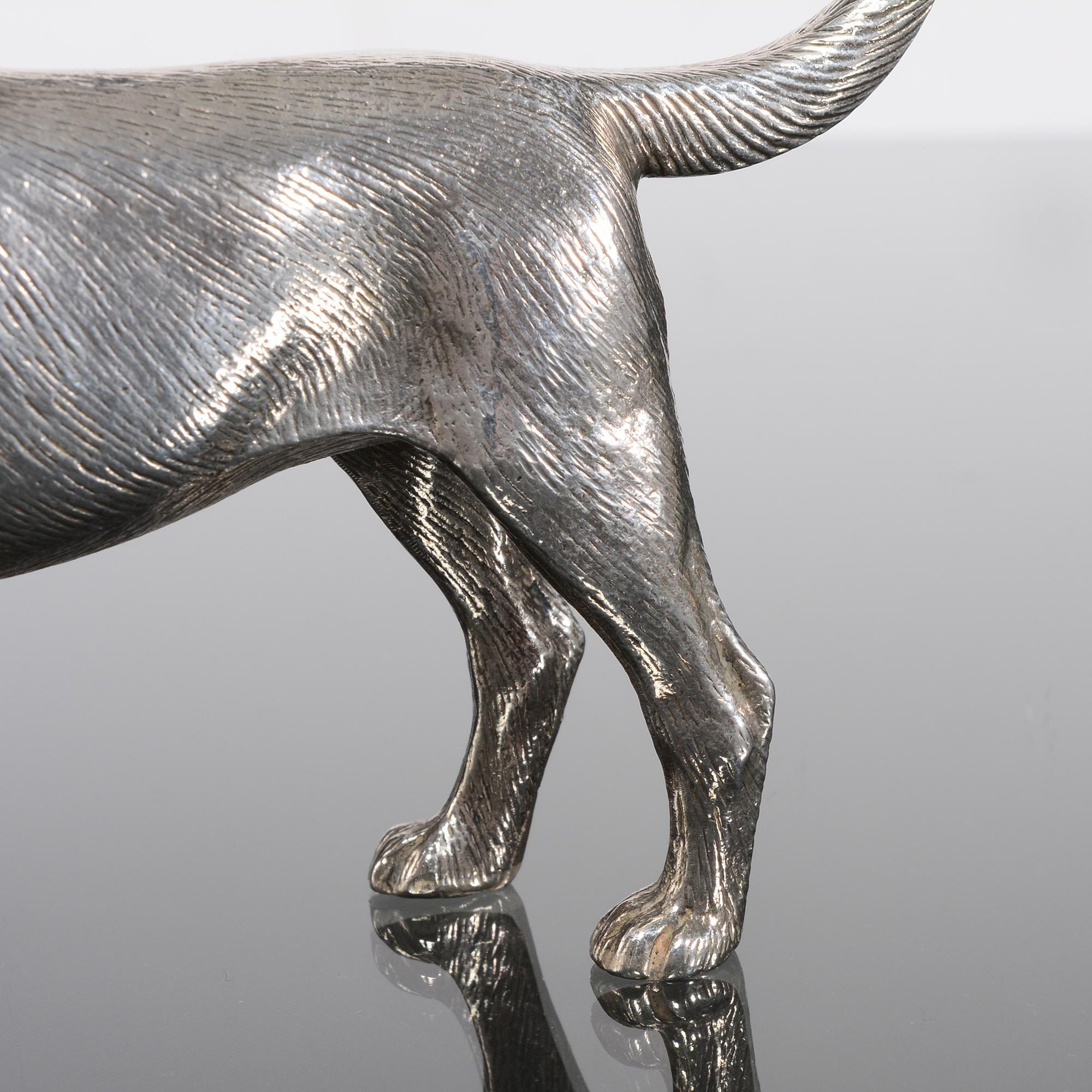 20th Century Silver Model Labrador Dog Sculptures, 1978 For Sale
