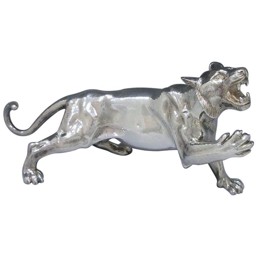 Silver Model of a Tiger Made by Mappin & Webb of London in 1991 For Sale