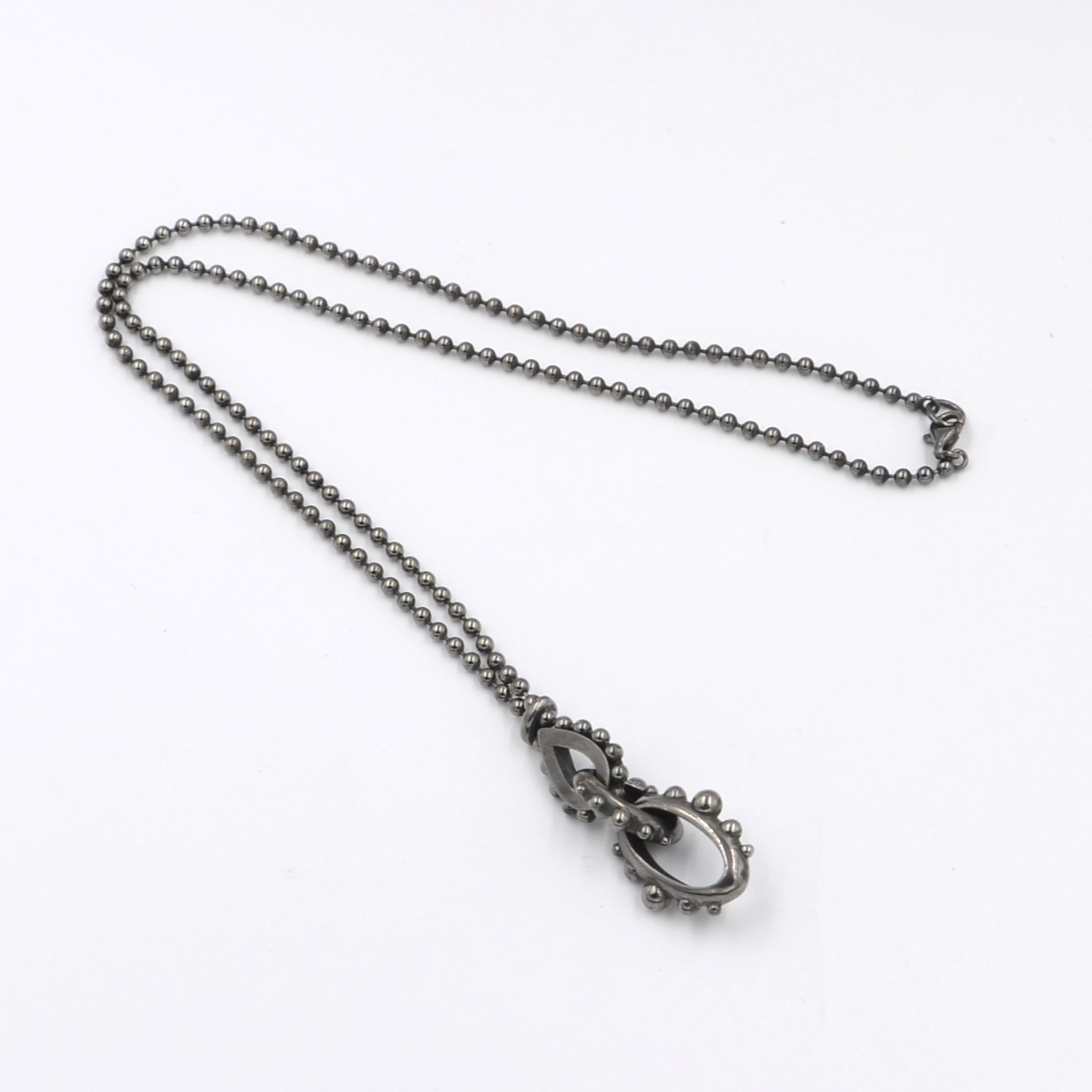 Gothic Revival Silver Modern Pendant with Chain For Sale