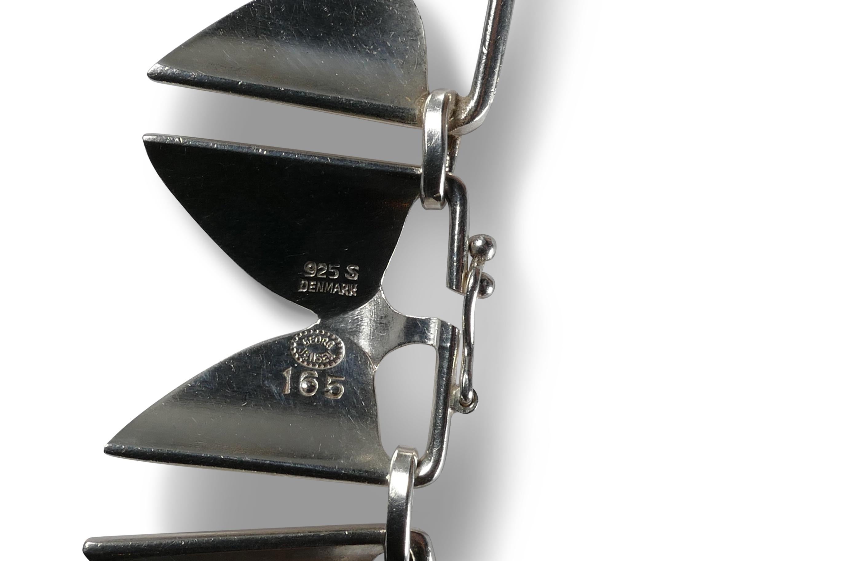 Silver Modernist Bracelet and Necklace by Nanna Ditzel for Georg Jensen # 165 For Sale 1