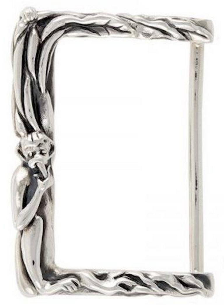 Silver Monkey Reaching for Banana Buckle For 1 inch Belt by John Landrum Bryant In New Condition For Sale In New York, NY