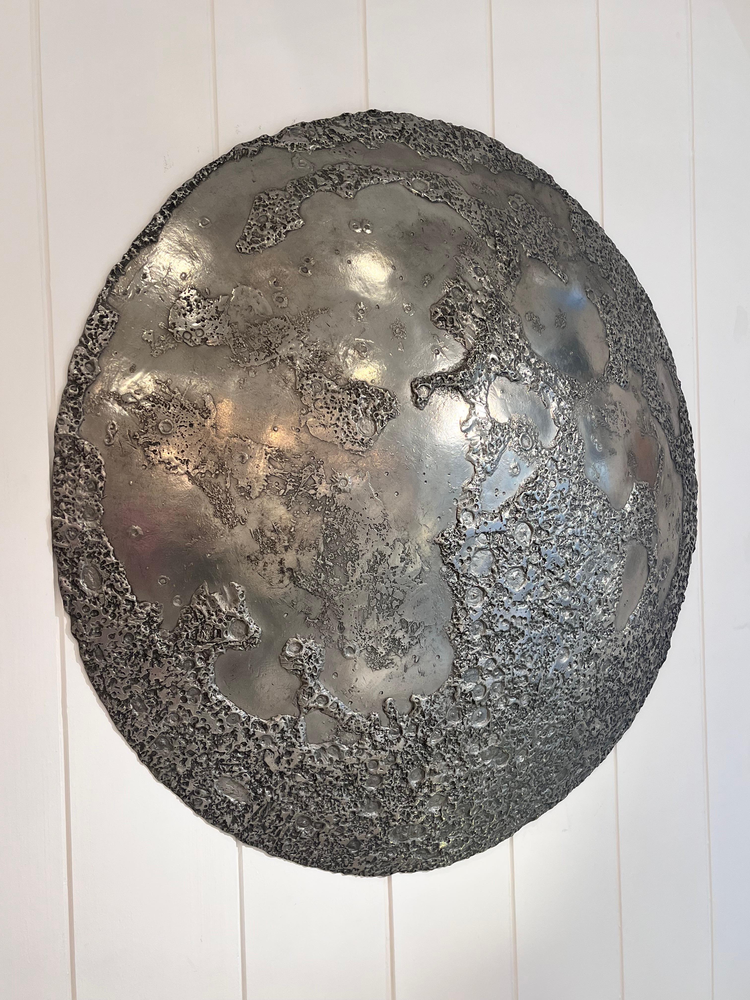Contemporary Silver moon wall-mounted sculpture For Sale
