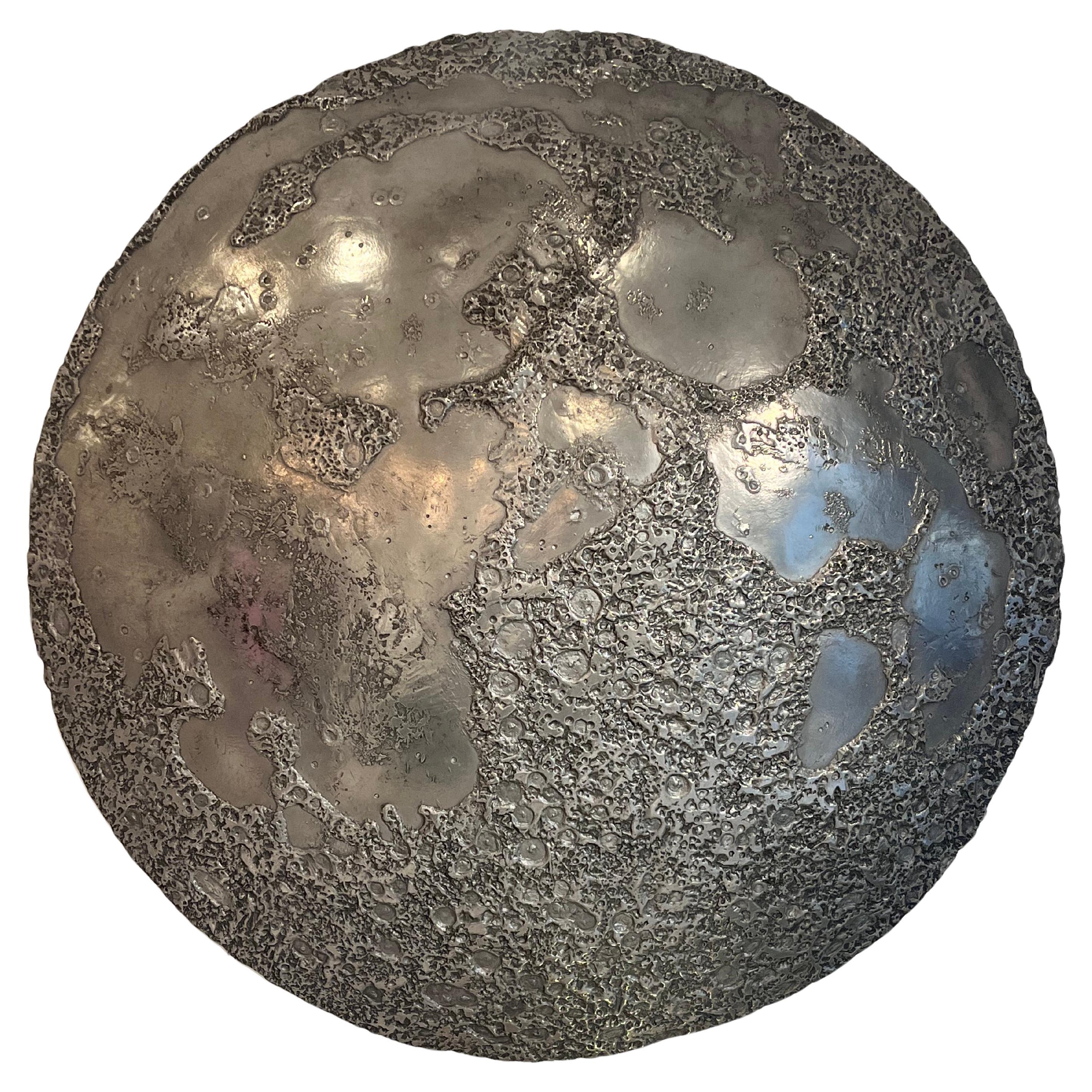 Silver moon wall-mounted sculpture For Sale