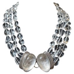 Silver Moonstone & Glass Multi Strand Beaded Necklace