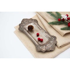 Silver Morrões tray & scissors w/ embossed florals & mythical figures