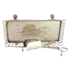 Silver morrões tray 
scissors w/ rack 
claw feet, engraved scissors