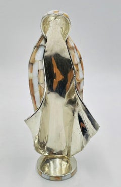 Silver & Mother of Pearl Shell Madonna Sculpture by Emilia Castillo/Los Castillo