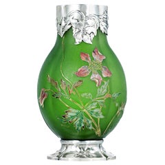 Silver-Mounted Art Glass Vase by Émile Gallé