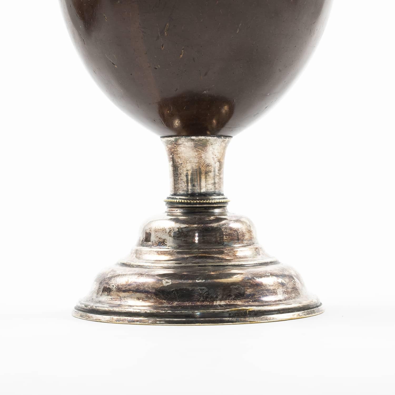 English Silver Mounted Coconut Goblet, England, 1860-1880 For Sale