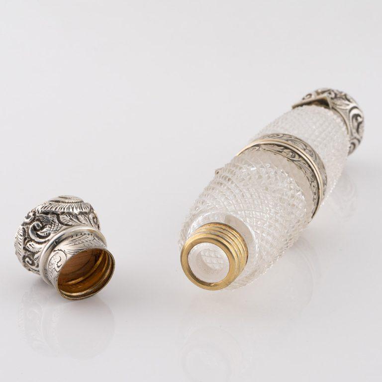 Silver Mounted Combined Double-Ended Scent Bottle Vinaigrette For Sale 4