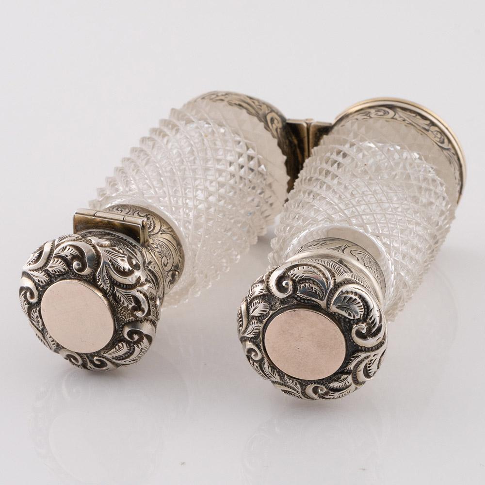 Late 19th Century Silver Mounted Combined Double-Ended Scent Bottle Vinaigrette For Sale