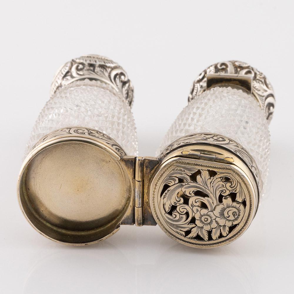 Silver Mounted Combined Double-Ended Scent Bottle Vinaigrette For Sale 1