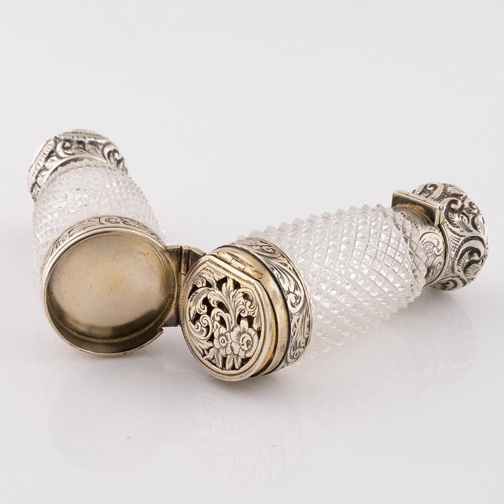Silver Mounted Combined Double-Ended Scent Bottle Vinaigrette For Sale 3