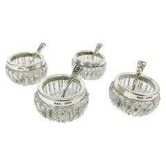 Antique Silver Mounted Cut Crystal Salt cellars by Sanders & Aguilar, London, 1900