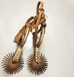 Espuelas gauchescas con montura de plata - Artes coloniales sudamericanas antigüedades decorativas