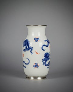 Silver Mounted German Porcelain Meissen Dragon Vase, circa 1920
