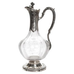 Silver Mounted Glass Carafe, France by Emile Puiforcat, Late 19th C.