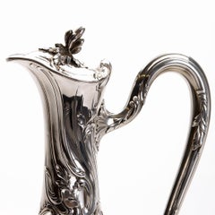 Silver Mounted Glass Carafe, France by Emile Puiforcat, Late 19th Century