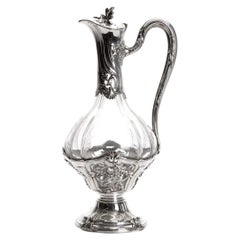 Carafe en verre sertie d'argent, France, par Émile Puiforcat, fin du XIXe siècle