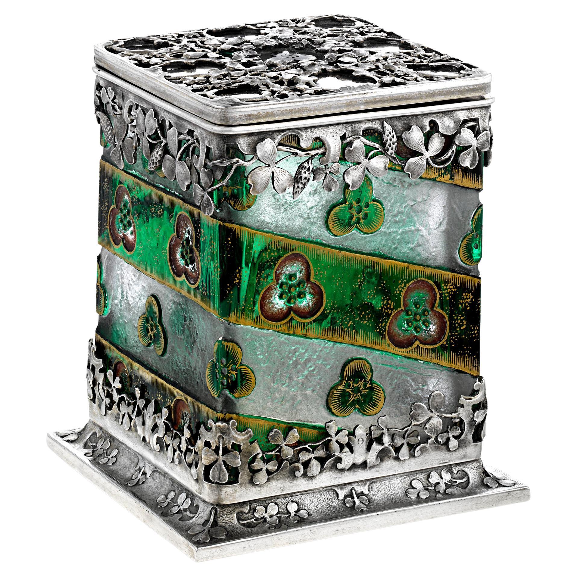 Silver-Mounted Glass Casket by Daum Nancy