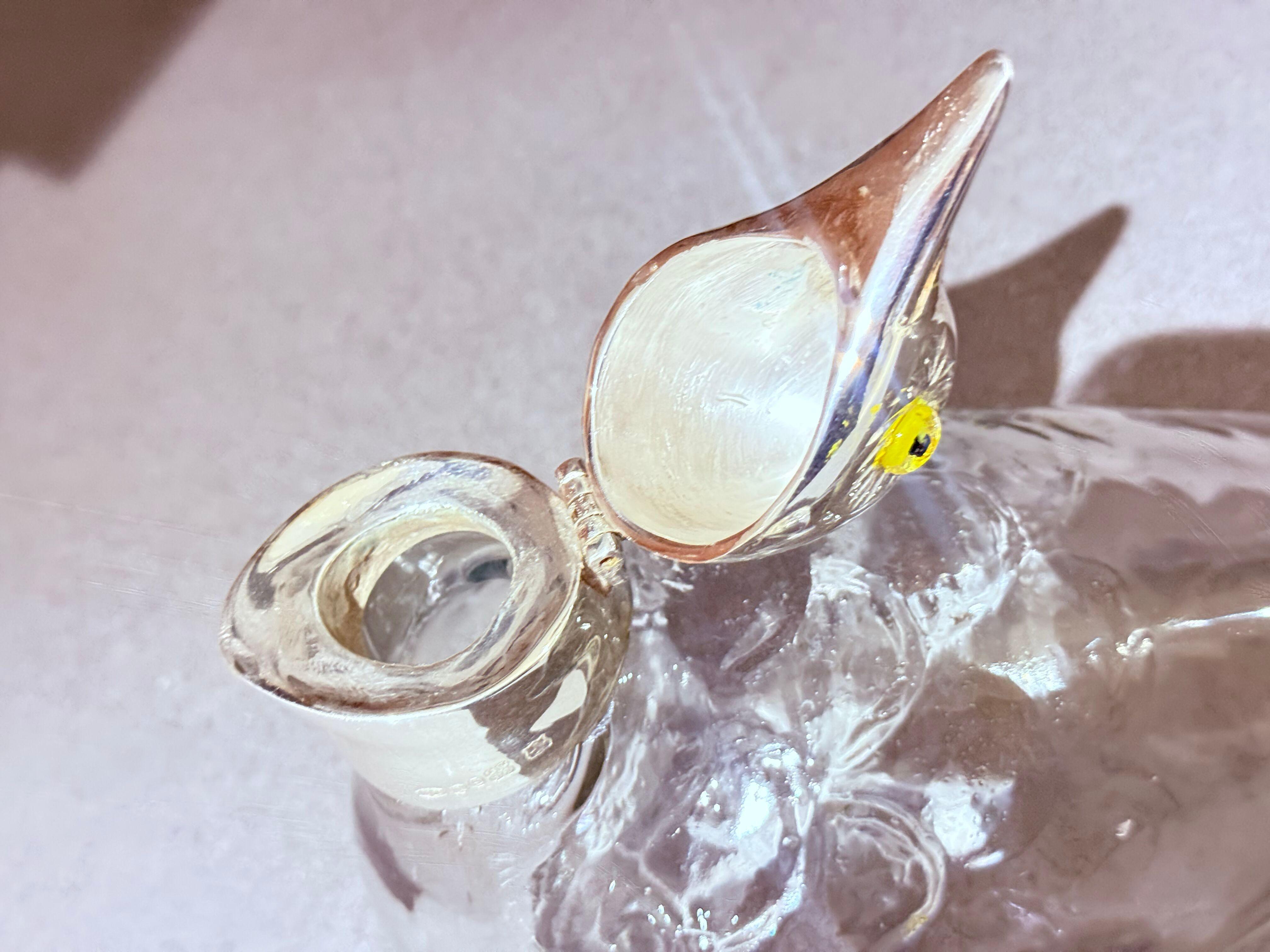 Calamaio per anatre in vetro con montatura in argento, stile Art Nouveau inglese antico Itay in vendita 1