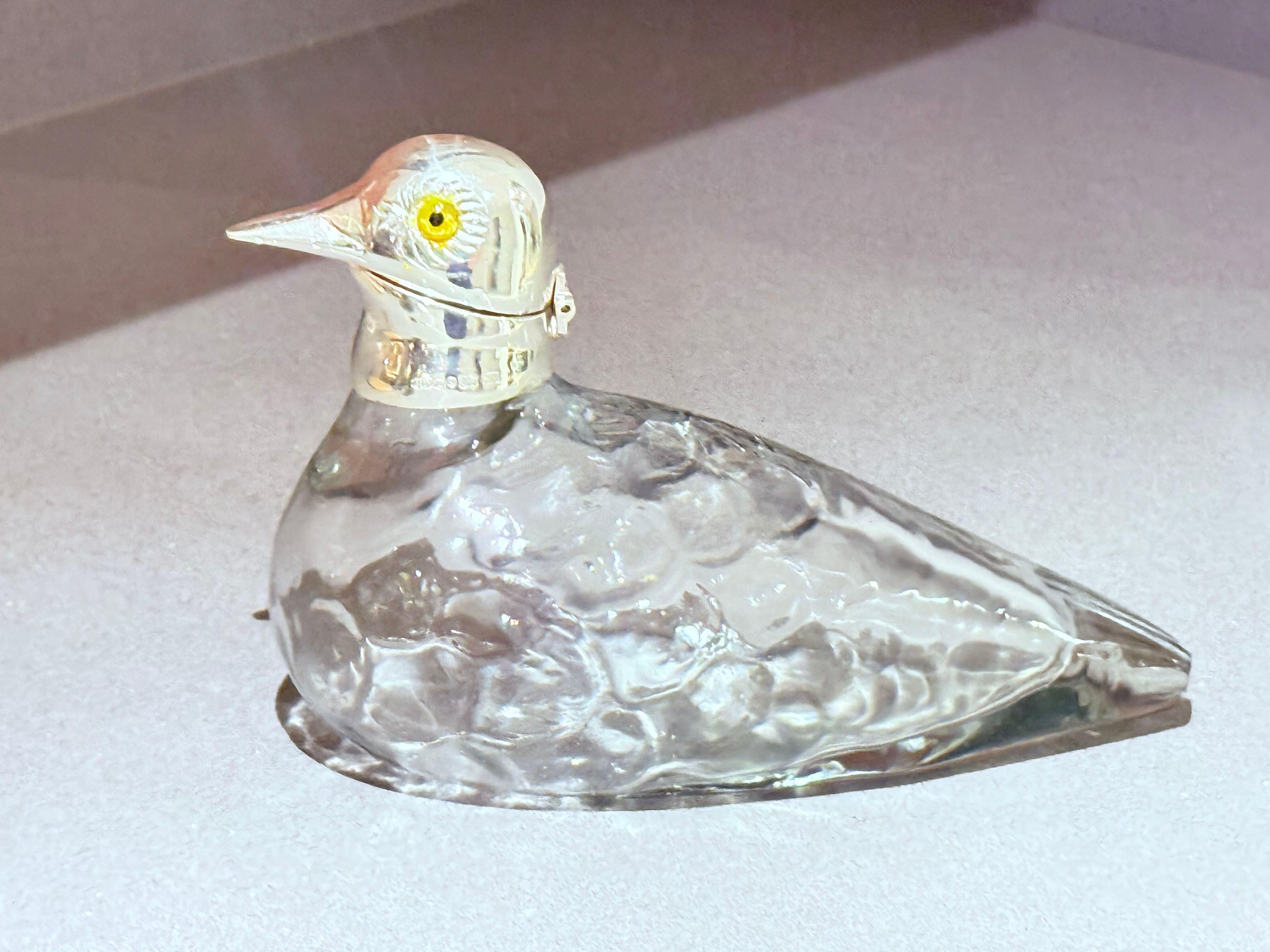 Art Déco Calamaio per anatre in vetro con montatura in argento, stile Art Nouveau inglese antico Itay in vendita