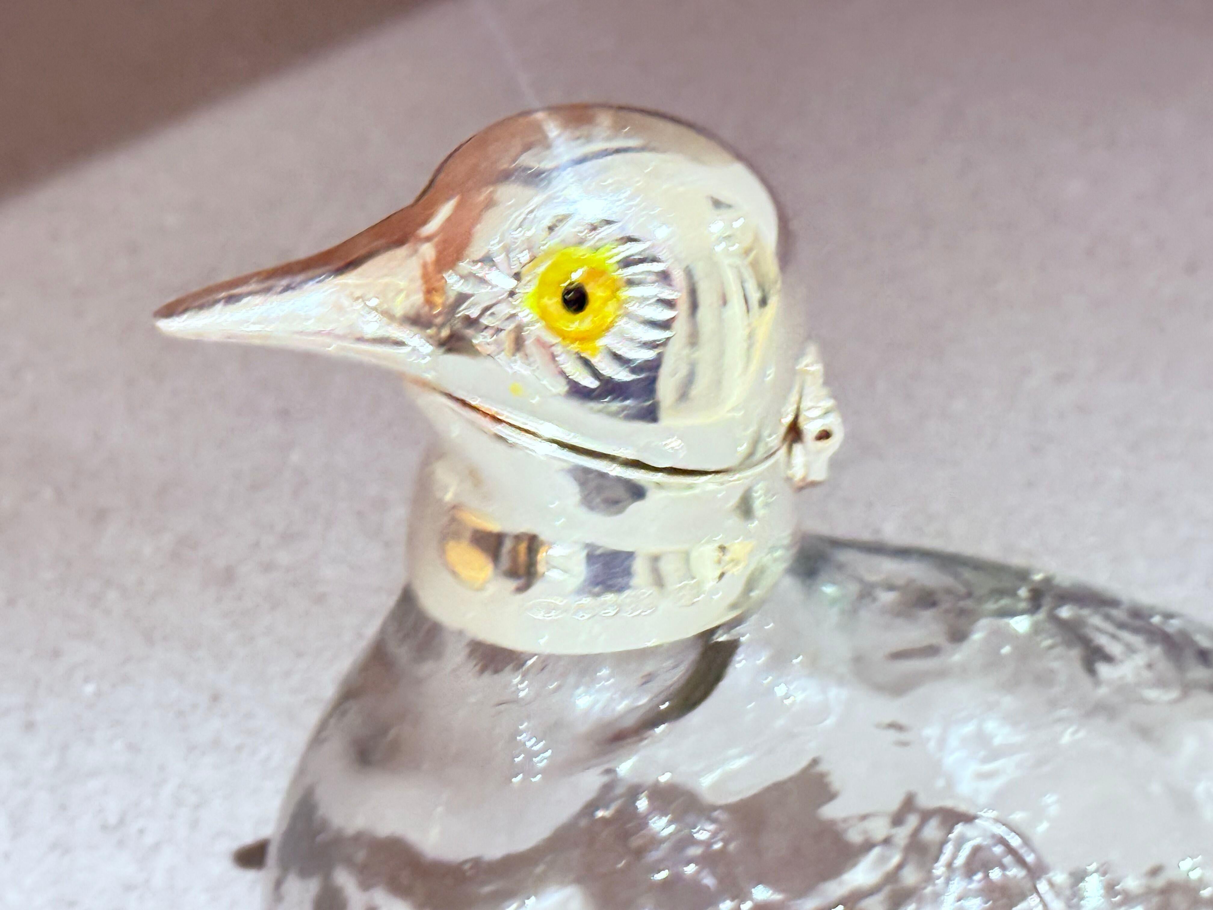 Italiano Calamaio per anatre in vetro con montatura in argento, stile Art Nouveau inglese antico Itay in vendita