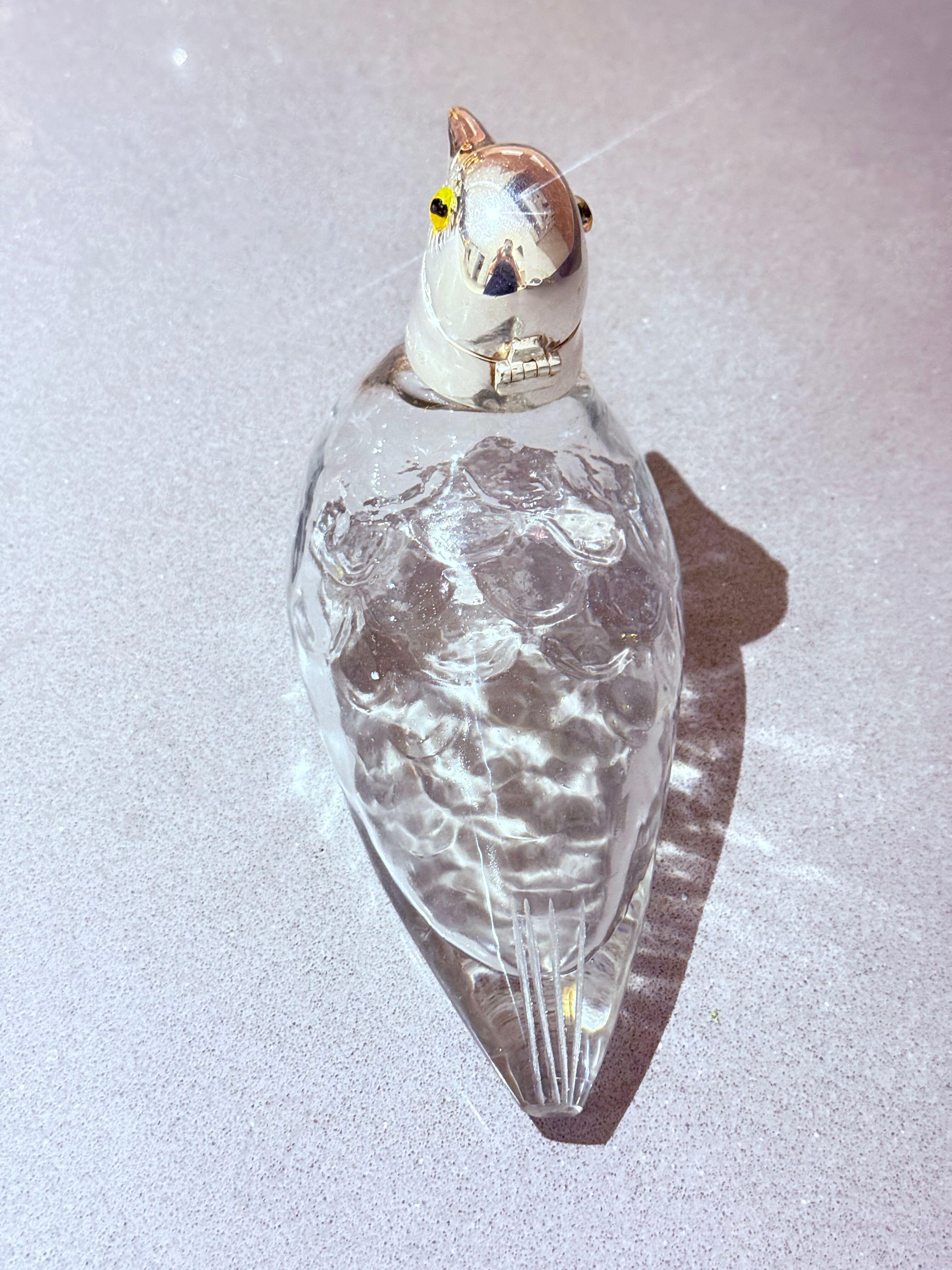 Calamaio per anatre in vetro con montatura in argento, stile Art Nouveau inglese antico Itay In condizioni ottime in vendita a Wembley, GB