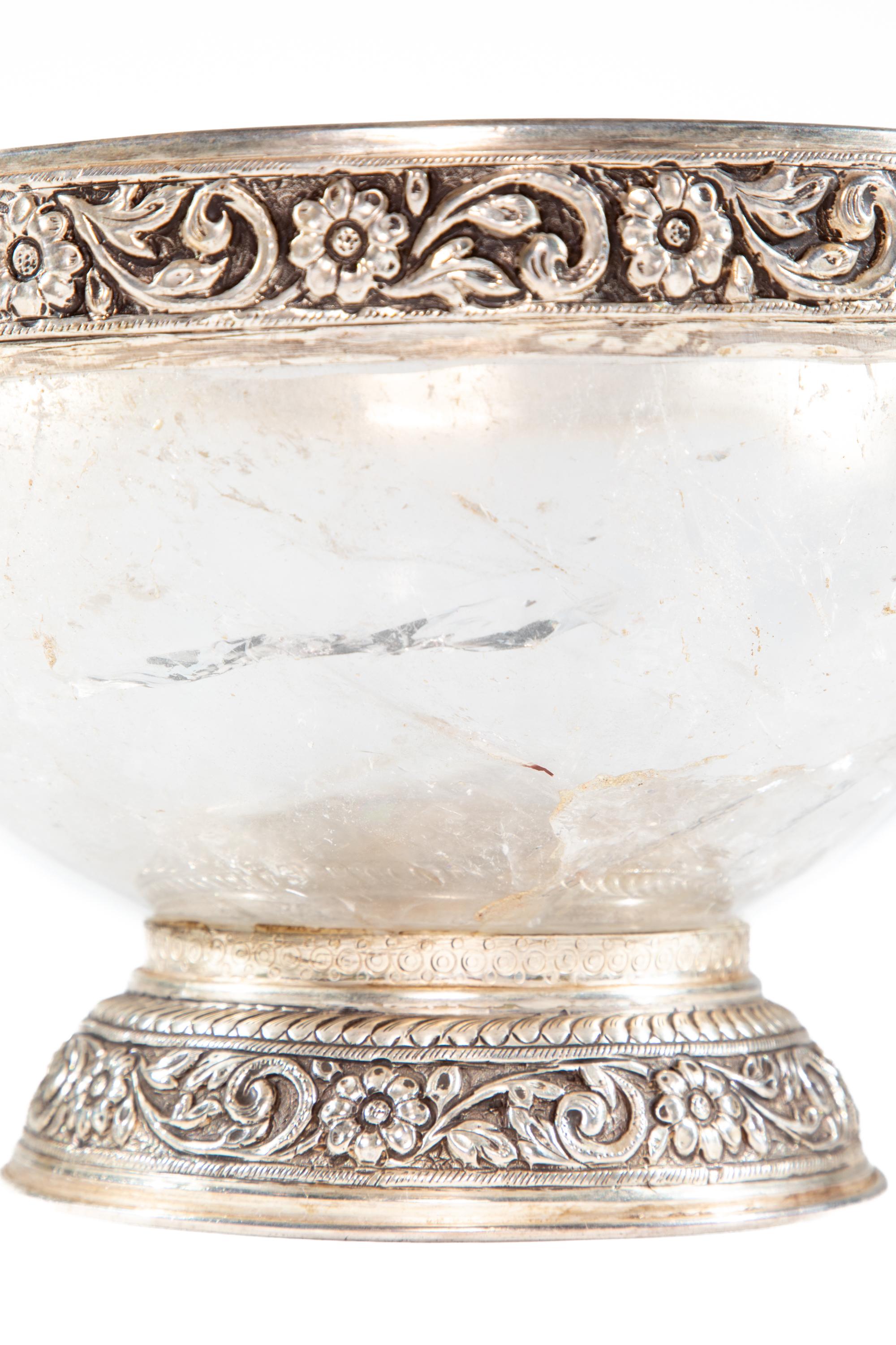 20th Century Silver Mounted Rock Crystal Bowl For Sale
